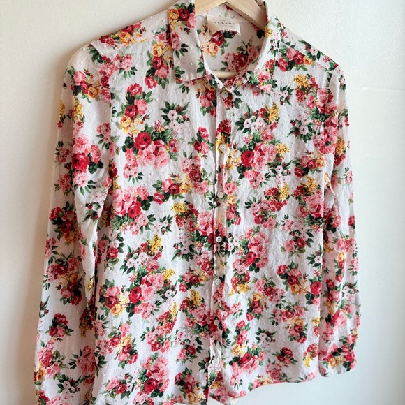 Sézane Pierro Shirt Bouquet De Rose Size 34/36 Button Down Feminine Floral Shirt - Picture 5 of 10